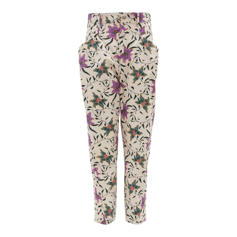 Isabel Marant "Gubaia" floral-print cropped tapered cotton trousers, size 36 - Picture 5 of 15